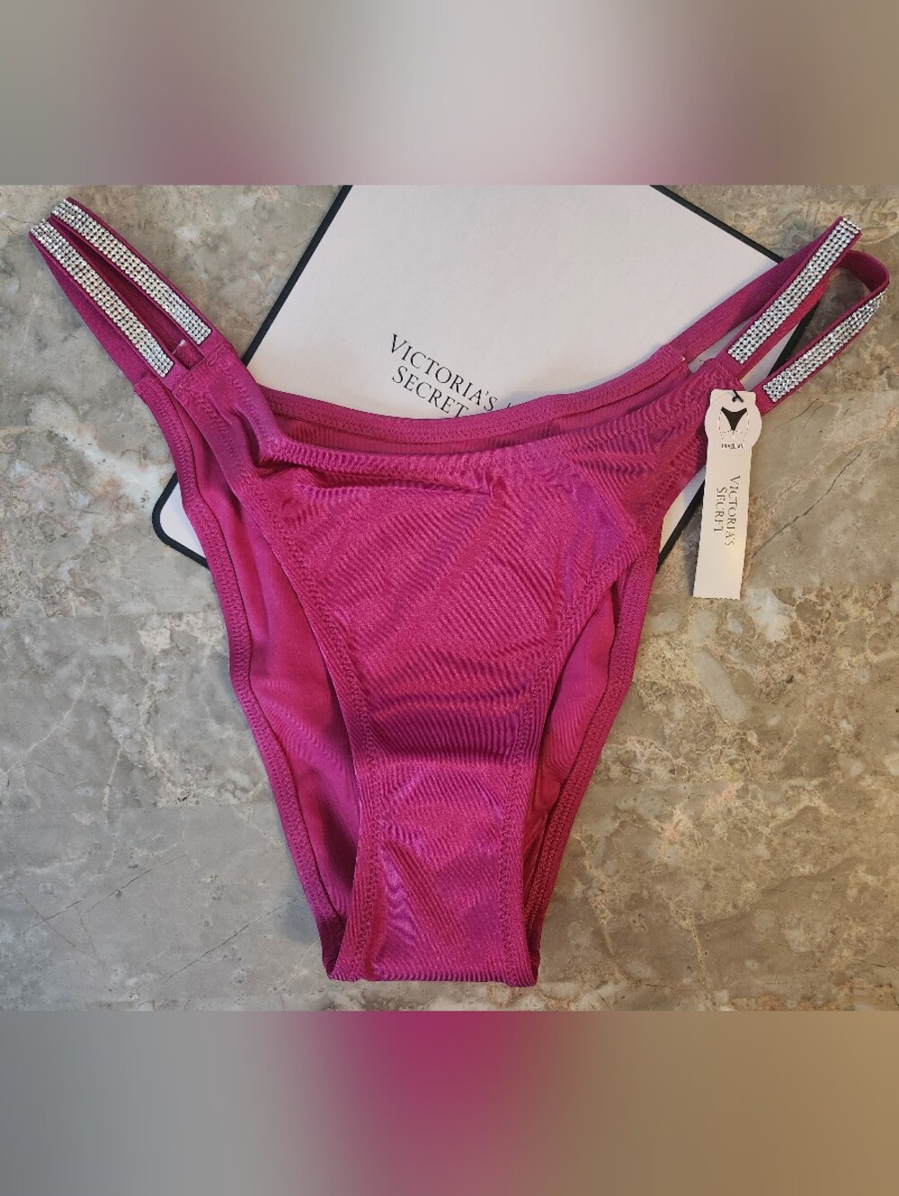 XL Victoria's Secret Swim Double Shine Strap Brazilian Bikini Bottom